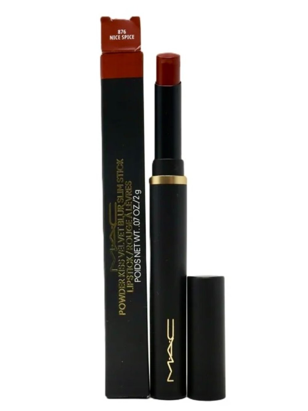 ❤️ MAC Powder Kiss Velvet Blur Slim Stick Lipstick in 876 Nice Spice